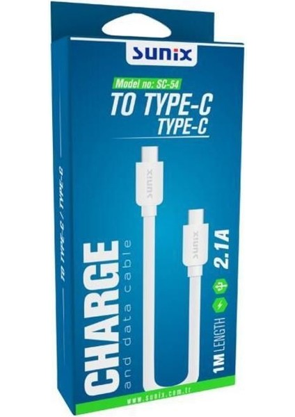2.1A Type-C / Type-C Şarj ve Data Kablosu 1m Beyaz Sc-54 fiyatları