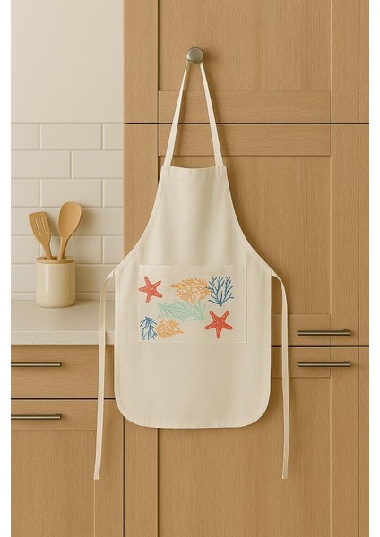 Deniz Temalı Cepli Mutfak Önlüğü Pamuk Kumaş, Yumuşak ve Hafif Yapı fiyatları
