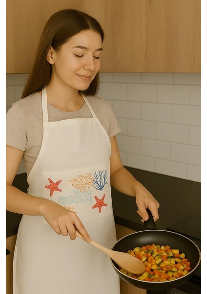 Deniz Temalı Cepli Mutfak Önlüğü Pamuk Kumaş, Yumuşak ve Hafif Yapı modelleri