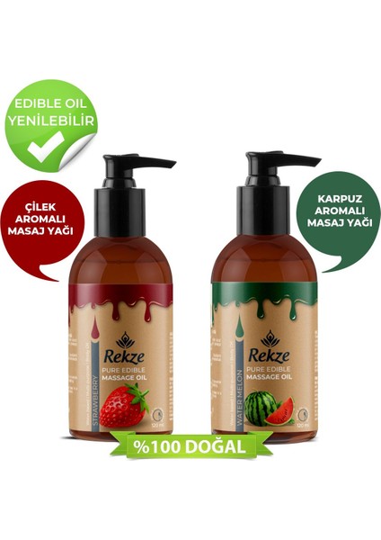 Doğal Karpuz ve Çilek Özlü Duyusal ve Aromaterapi Kokulu Masaj Yağı