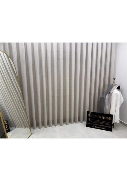 Nivemeshome Keten Vizon Renk 1/3 Sık Pileli Tül Perde Apm modelleri