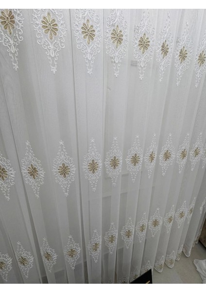 Nivemeshome Süzene 1950 Gold Detaylı 1/3 Sık Pileli Tül Perde Apm indirimleri