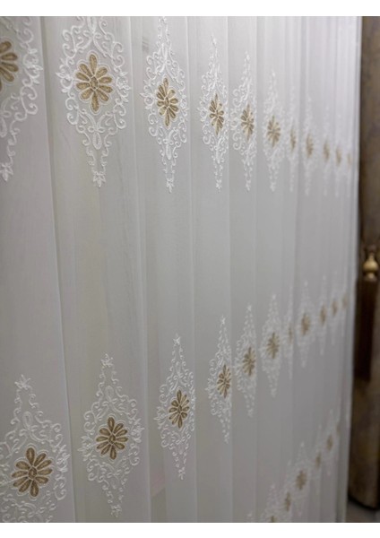 Nivemeshome Süzene 1950 Gold Detaylı 1/3 Sık Pileli Tül Perde Apm modelleri