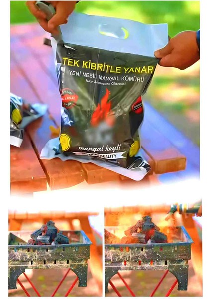 2 kg Mangal Kömürü, Tek Çakmak Ile Yanan Kokusuz Dumansız
