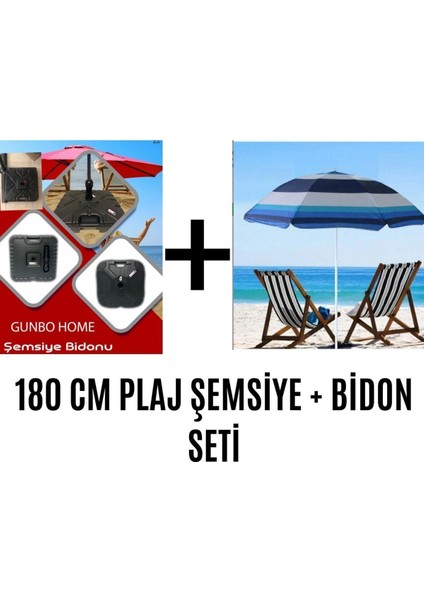 Mavi Renkli Geniş Plaj Şemsiyesi ve Bidon Seti, Rahat Tatil Keyfi