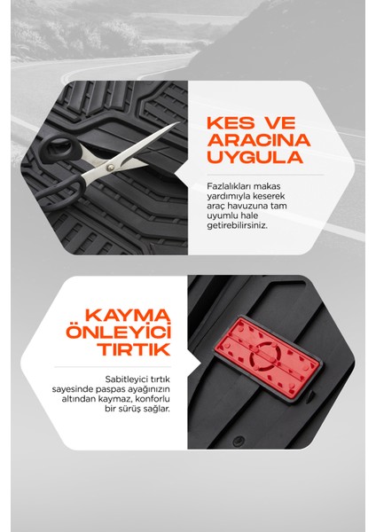 Panda 4d Unıversal Oto Paspas Takımı – Kaymaz, Şaft Tünelli, Derin Havuzlu indirimleri