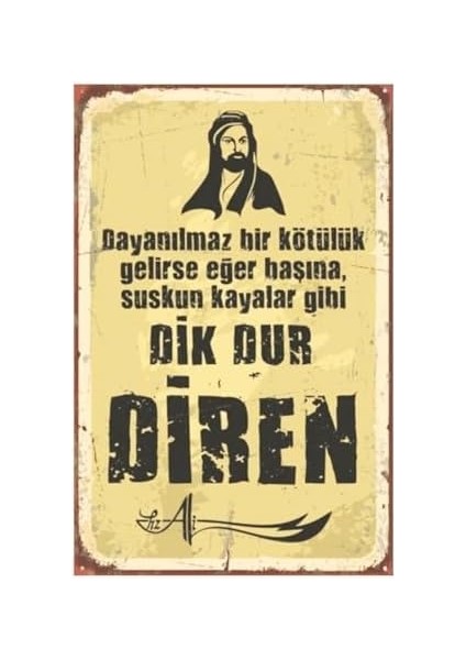 Dayanılmaz Bir Kötülük Gelirse Eğer Başına Hz.ali Vintage Ahşap Mdf Tablo fiyatları
