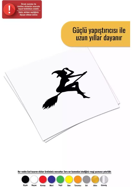 Uçan Cadı Sticker Oto Motor Laptop Duvar Folyo Sticker 25 x 25 cm