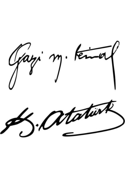 Gazi M.kemal Imza Sticker, Atatürk Imza Sticker, Ikili Imza, 20X8 Cm, Oto Sticker, Arma,