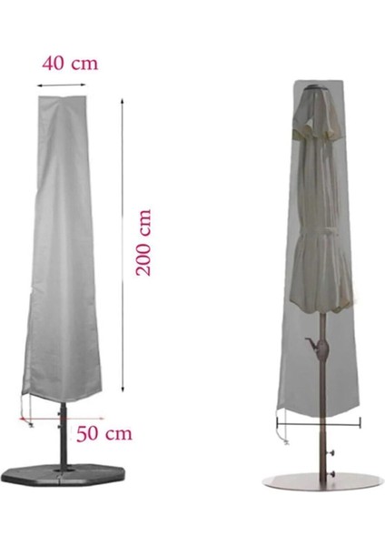 Gri 2m Su Geçirmez Plaj Şemsiyesi Kılıfı, Çadır ve Şemsiye Koruma Örtüsü indirimleri