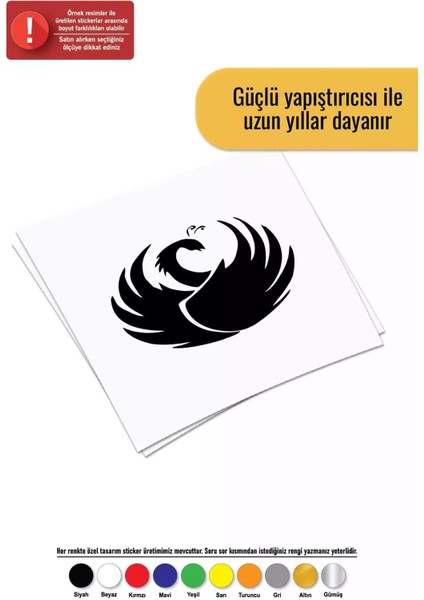 Kanatlı Kuğu - Araç, Oto, Laptop, Duvar Uyumlu Sticker 15*13 cm