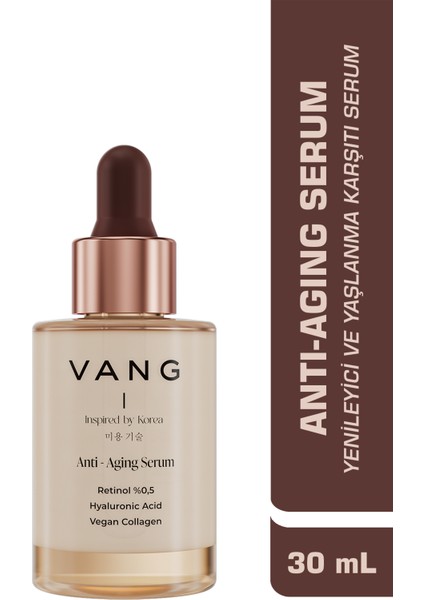 Retinol Yaşlanma ve Kırışıklık Karşıtı & Onarıcı Gece Serumu | Hyaluronik Asit & Vegan Kolajen 30 ml