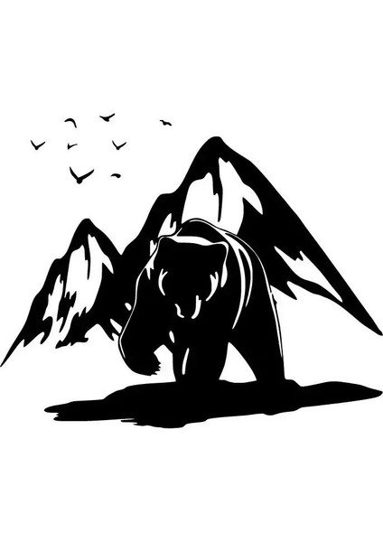 Doğada Boz Ayı Oto Özel Yeni Sticker Siyah 25 x 20 cm