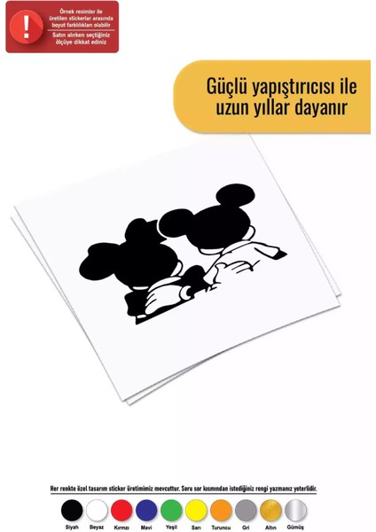 Arkası Dönük Mickey Minnie - Araç, Oto, Laptop, Duvar Uyumlu Sticker 30*21 cm