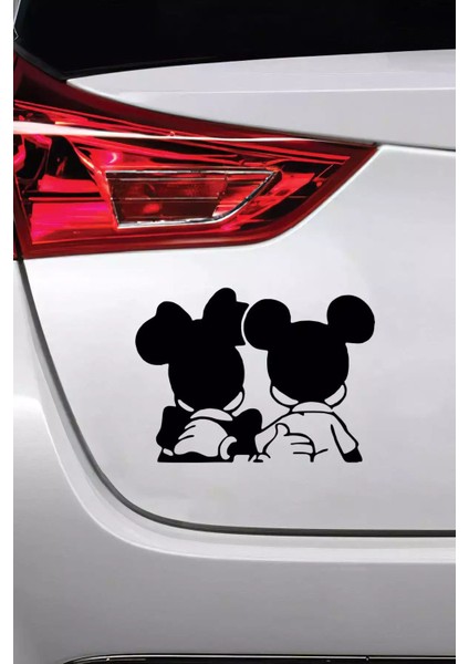 Arkası Dönük Mickey Minnie - Araç, Oto, Laptop, Duvar Uyumlu Sticker 30*21 cm modelleri