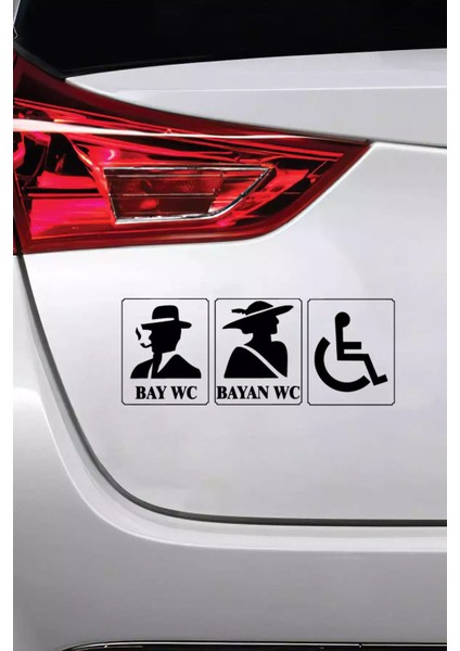 Wc Üçlü Set - Araç, Oto, Laptop, Duvar Uyumlu Sticker 60*24 cm fiyatları
