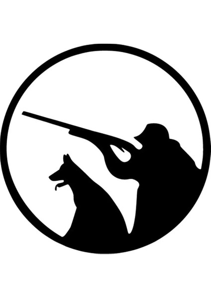 Nişan Almış Avcı ve Köpeği - Araç, Oto, Laptop, Duvar Uyumlu Sticker 20*20 cm