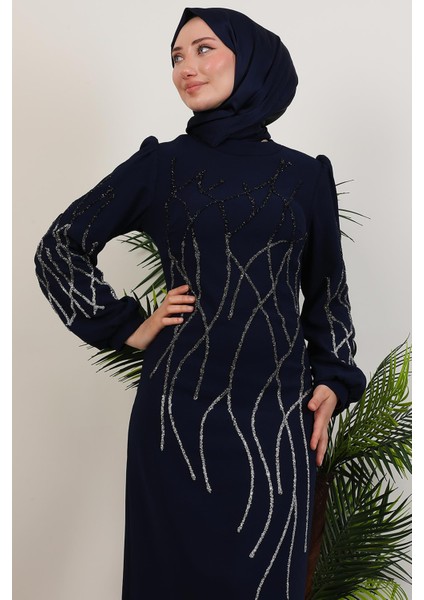 Yase Taşlı Elbise Lacivert indirimleri