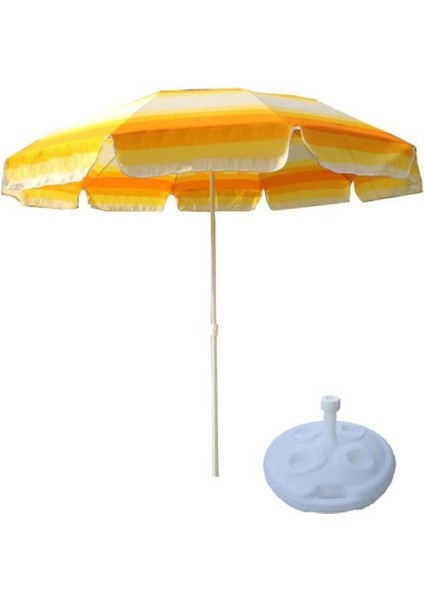 Eğilebilir 10 Tellilik 2 mt Plaj Şemsiyesi Seti, Turuncu, Bidon Dahil