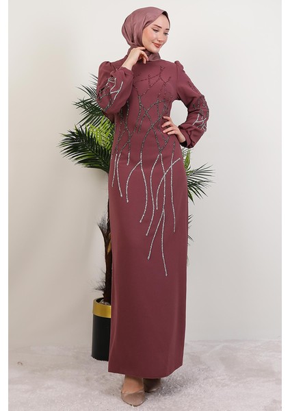 Yase Taşlı Elbise Gül Kurusu fiyatları