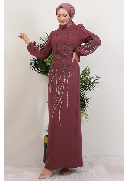 Yase Taşlı Elbise Gül Kurusu fırsatları