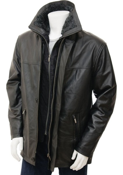 Hakiki Deri Erkek Siyah Deri Ceket: Erfut fiyatları