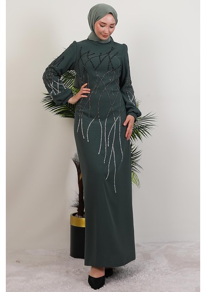 Yase Taşlı Elbise Koyu Mint fiyatları