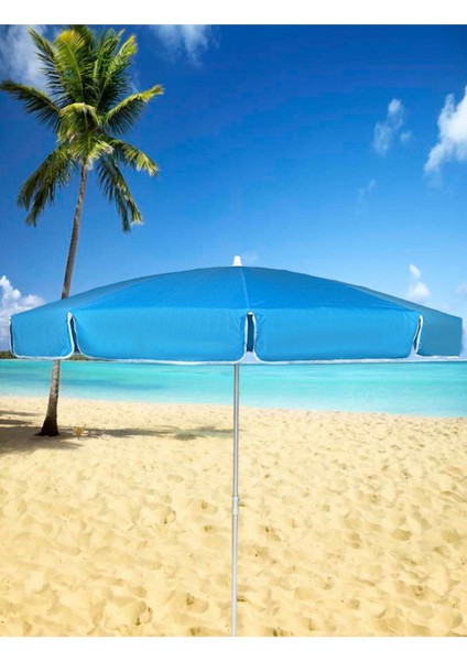 Turkuaz Plaj Şemsiyesi, Eğilebilir, 10 Telli, Dayanıklı Polyester Kumaş, Çantalı fiyatları