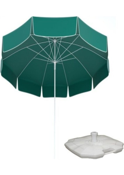 Yeşil Polyester Plaj Şemsiyesi 10 Telli 2 Metre Branda Kumaş Bidonlu