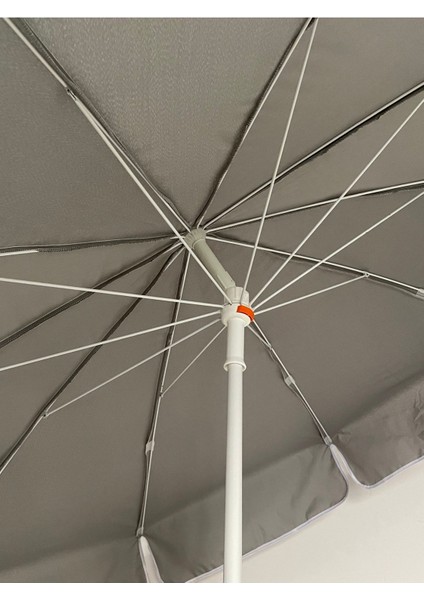 Kalın Polyester Kumaşlı 10 Telli Balkon ve Plaj Şemsiyesi, Gri Renk