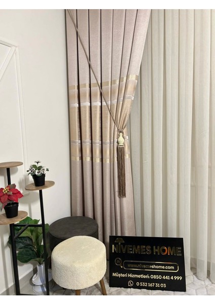 Nivemeshome Mızraklı FIR0914 AR03102 Duman Rengi 1/3 Sık Pileli Tül Perde Apm fırsatları