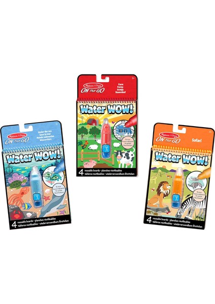 & Doug Water Wow 3’lü Set Çiftlik, Safari ve Deniz Altında Suyla Renklenen Boyama Seti, Aktivite Seti, Seyahat, 3+ Yaş, Erkek Veya Kız Çocuklar Için Hediye, Çok Renkli, 45003