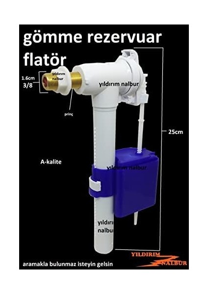 Rezervuar Flatörü 3/8 Vitra Geberit Modeli Şamandira Iç Takim Şamandirasi