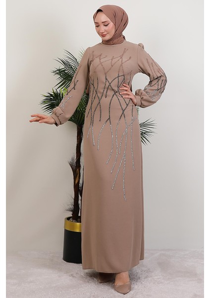 Yase Taşlı Elbise Bej fiyatları