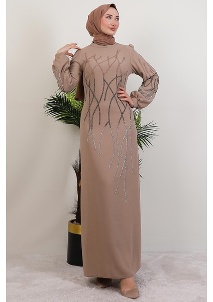 Yase Taşlı Elbise Bej modelleri