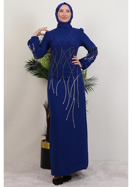 Yase Taşlı Elbise Gece Mavi fiyatları