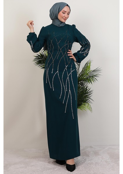 Yase Taşlı Elbise Zümrüt fiyatları