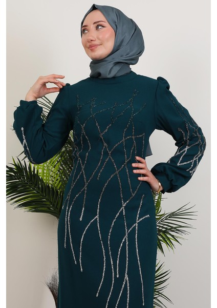 Yase Taşlı Elbise Zümrüt indirimleri