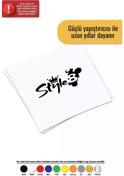 Style 8 Sticker Oto Motor Laptop Duvar Folyo Sticker 20X10 cm
