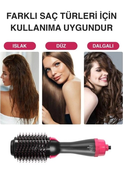 2023 Serisi Saç Şekillendirici ve Düzleştirici Fön Tarağı, Siyah, 1200W