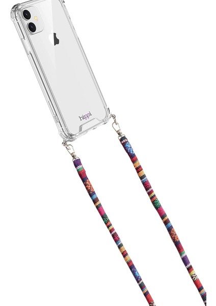 Tüm Telefonlarla Uyumlu El Emeği Örgülü Renkli 110 cm Ipli ve Boyun Askılı Kumaş Telefon Askısı (Renkli)
