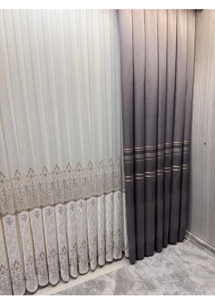 Nivemeshome FT632255 V-5422 Antakya Gri 1/3 Sık Pileli Fon Perde Apm modelleri