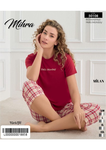 Hello Mondey Kısa Kollu Kaprili Pijama Takımı