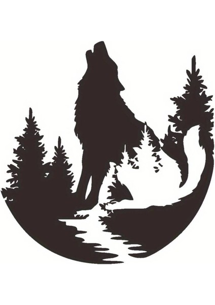 Dolunay ve Bozkurt Duvar Dekor Sticker 47 x 45 cm