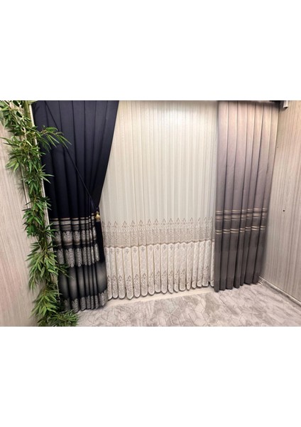 Nivemeshome FT632255 V-5422 Antakya Gri 1/3 Sık Pileli Fon Perde Apm