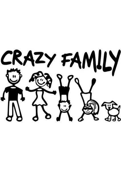Crazy Family Sticker (Oto-Motor-Laptop-Duvar-Dekor) 20 x 12 cm