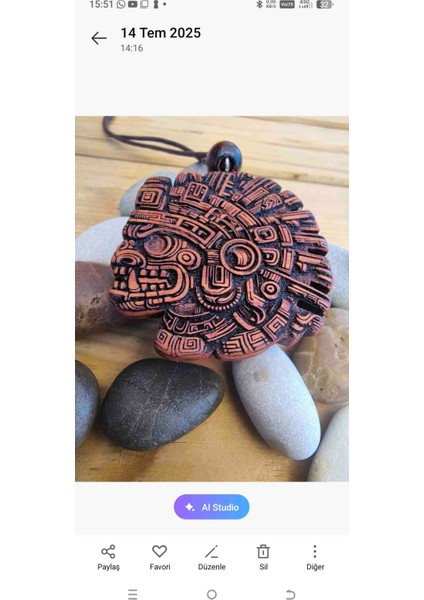 Aztek Yağmur ve Bereket Tanrısı Tlaloc Kolyesi | El Yapımı Nadir Okaliptus Ağacından fiyatları