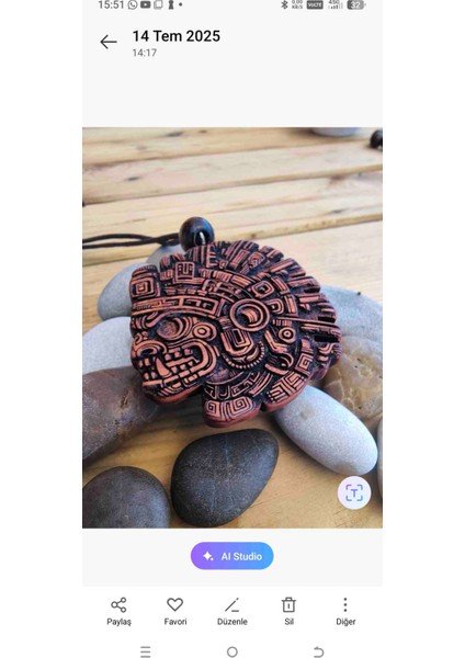 Aztek Yağmur ve Bereket Tanrısı Tlaloc Kolyesi | El Yapımı Nadir Okaliptus Ağacından modelleri