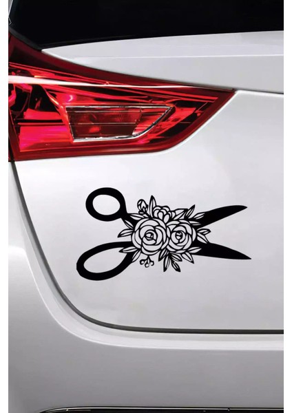 Güllü Makas Sticker Oto Motor Laptop Duvar Folyo Sticker 10 x 5 cm modelleri