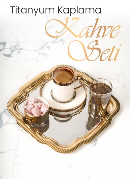 Tepsili Porselen Fincan Seti Damat Kahvesi-Söz Nişan Türk Kahvesi Kahve Fincanı Kahve Seti